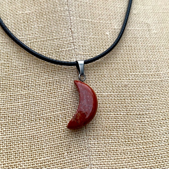 Hand Crafted Jewelry - Handmade Genuine Stone Mini Moon Amulet Necklace